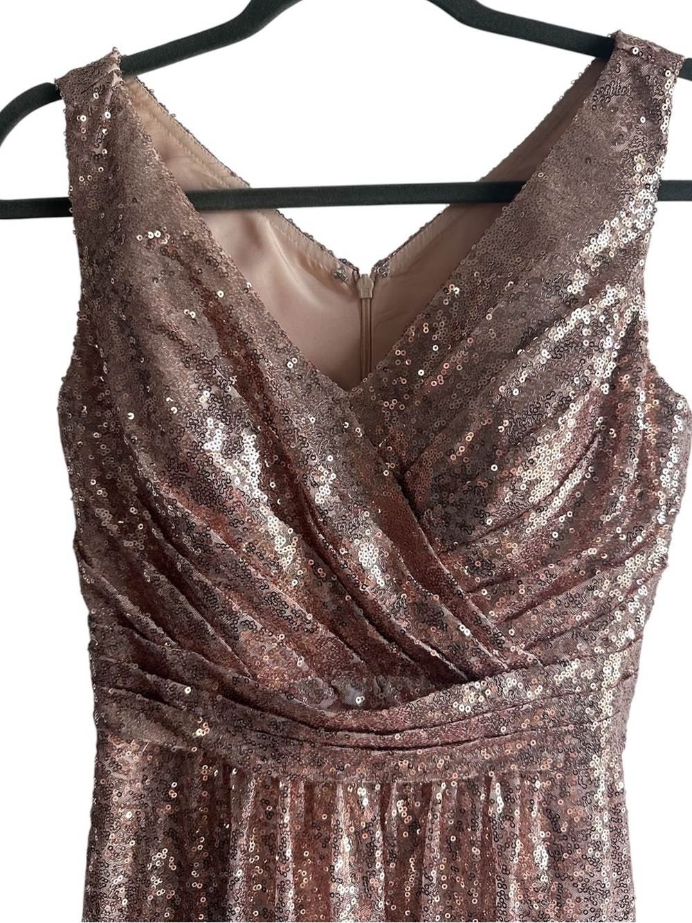 Rose Gold Sequin Surplice Maxi Dress – Formal Gown by Ada’s Bridal. Size 4 - Picture 3 of 12
